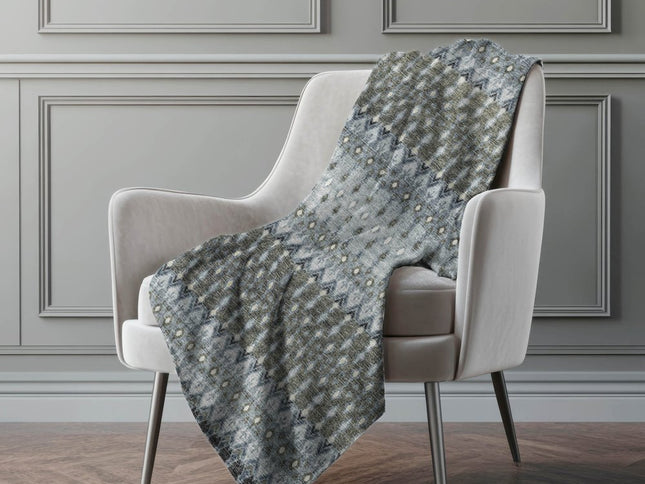 50" X 70" Gray And Charcoal Geometric Polyester Woven Plush Throw Blanket