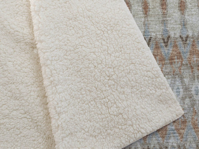 50" X 70" Chocolate Beige And Blue Geometric Polyester Woven Plush Throw Blanket