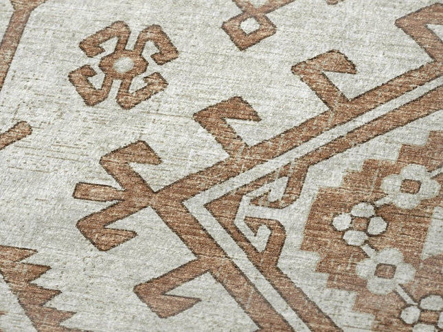 50" X 70" Beige And Chocolate Southwestern Polyester Woven Plush Throw Blanket