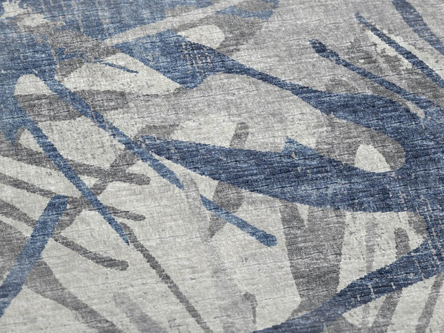 50" X 70" Blue And Gray Abstract Polyester Woven Plush Throw Blanket
