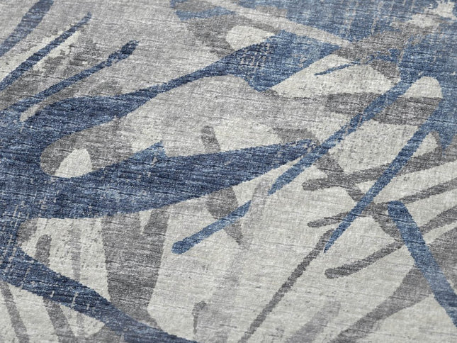 50" X 70" Blue And Gray Abstract Polyester Woven Plush Throw Blanket