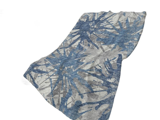 50" X 70" Blue And Gray Abstract Polyester Woven Plush Throw Blanket