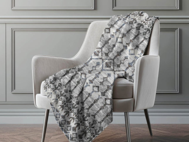50" X 70" Charcoal And Gray Geometric Polyester Woven Plush Throw Blanket
