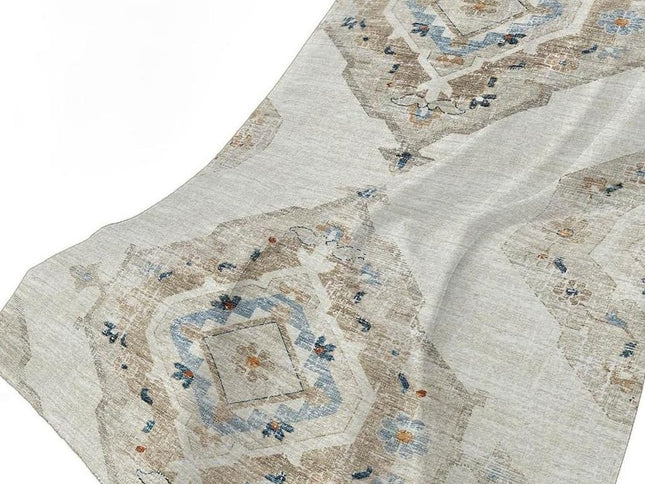 50" X 70" Linen Coffee And Ivory Floral Polyester Woven Plush Throw Blanket