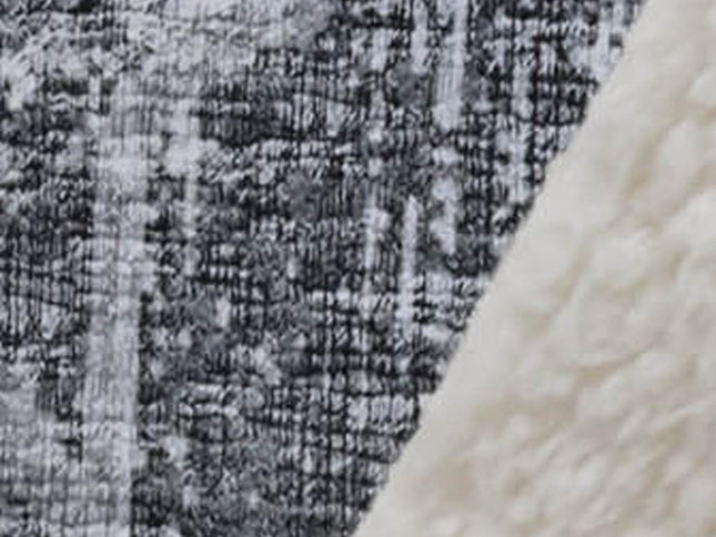 50" X 70" Charcoal Gray And Ivory Floral Polyester Woven Plush Throw Blanket