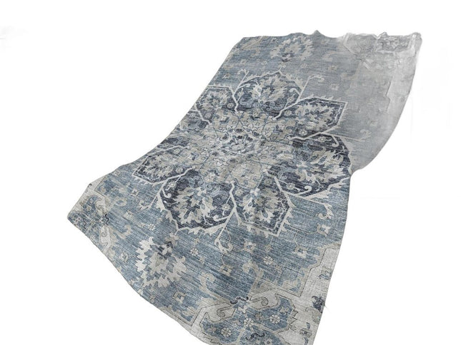 50" X 70" Blue And Ivory Floral Polyester Woven Plush Throw Blanket