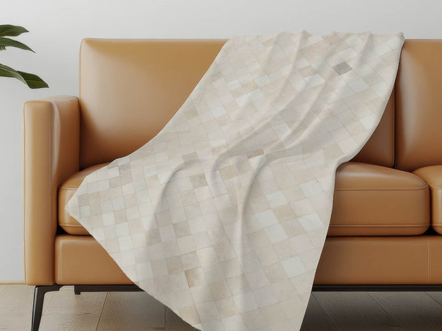 50" X 70" Ivory And Beige Geometric Polyester Woven Plush Throw Blanket