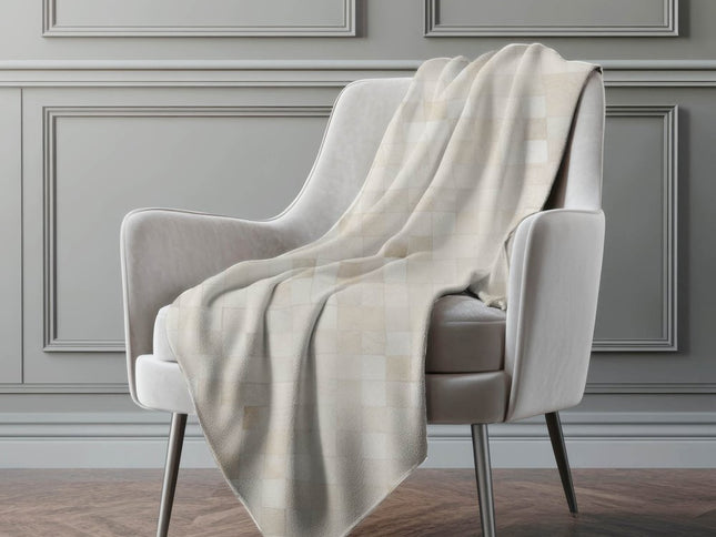 50" X 70" Ivory And Beige Geometric Polyester Woven Plush Throw Blanket
