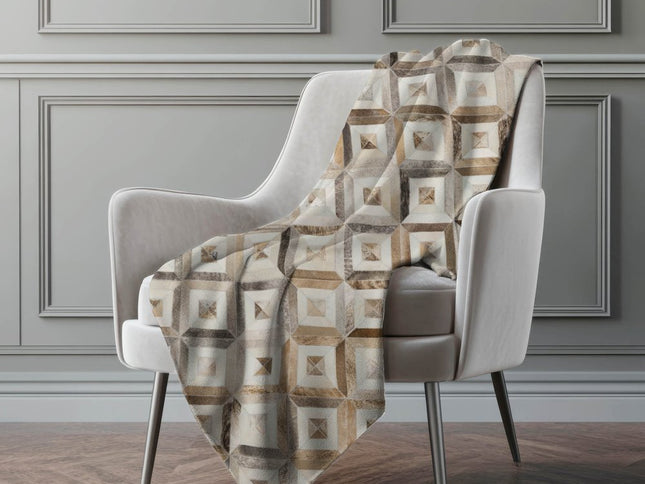 50" X 70" Gray And Brown Geometric Polyester Woven Plush Throw Blanket
