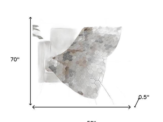 50" X 70" Black Brown And Ivory Geometric Polyester Woven Plush Throw Blanket