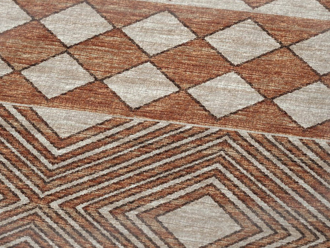 50" X 70" Rust And Ivory Geometric Polyester Woven Plush Throw Blanket