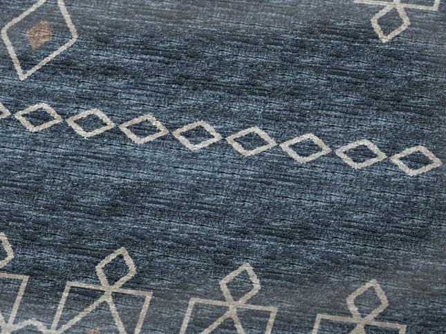 50" X 70" Blue And Rust Geometric Polyester Woven Plush Throw Blanket