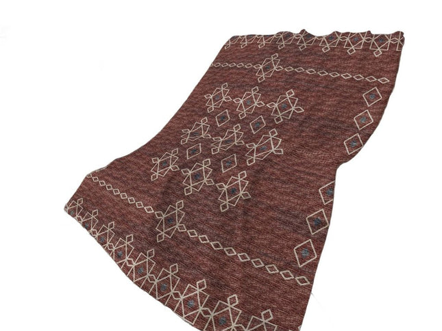 50" X 70" Rust And Ivory Geometric Polyester Woven Plush Throw Blanket