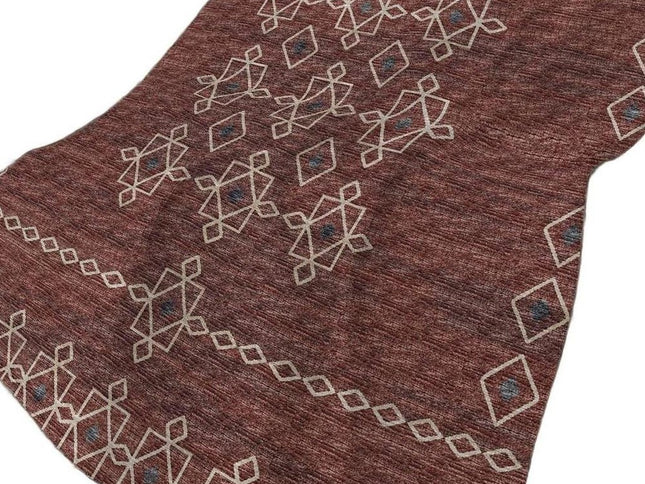 50" X 70" Rust And Ivory Geometric Polyester Woven Plush Throw Blanket