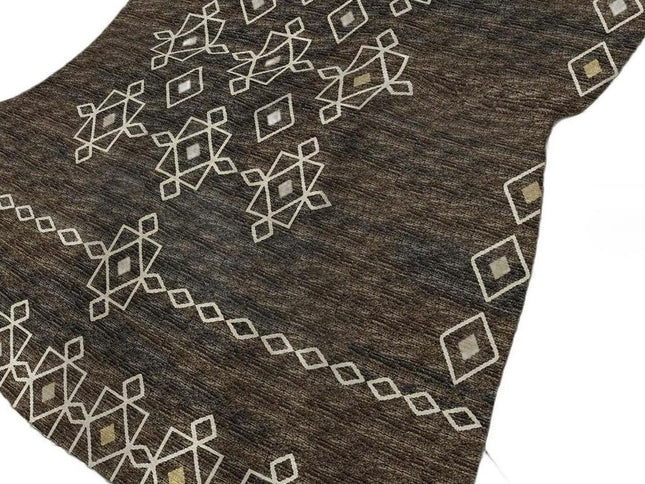 50" X 70" Brown Ivory And Gold Geometric Polyester Woven Plush Throw Blanket