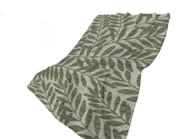 50" X 70" Artichoke Green And Gray Floral Polyester Woven Plush Throw Blanket