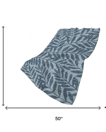 50" X 70" Blue And Sky Blue Floral Polyester Woven Plush Throw Blanket