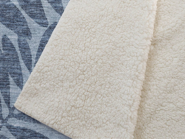 50" X 70" Blue And Sky Blue Floral Polyester Woven Plush Throw Blanket