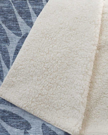 50" X 70" Blue And Sky Blue Floral Polyester Woven Plush Throw Blanket