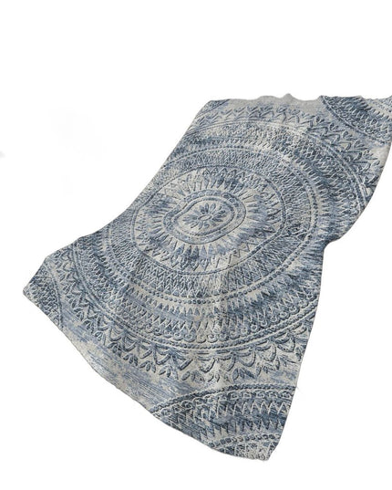 50" X 70" Blue And Ivory Floral Polyester Woven Plush Throw Blanket