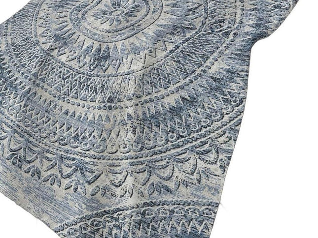 50" X 70" Blue And Ivory Floral Polyester Woven Plush Throw Blanket