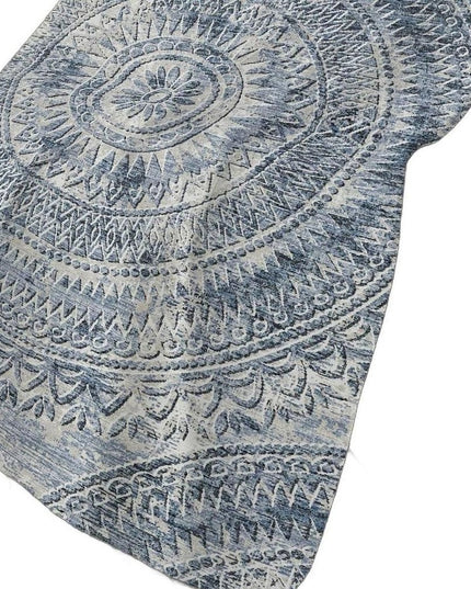 50" X 70" Blue And Ivory Floral Polyester Woven Plush Throw Blanket