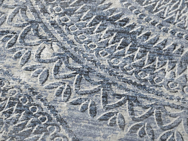 50" X 70" Blue And Ivory Floral Polyester Woven Plush Throw Blanket