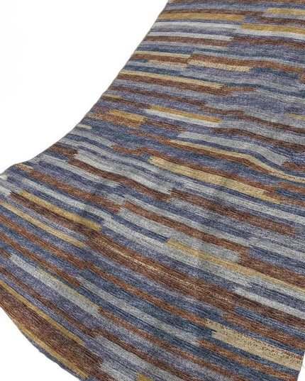 50" X 70" Blue Chocolate And Beige Abstract Polyester Woven Plush Throw Blanket