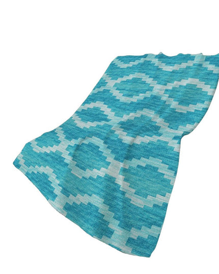 50" X 70" Turquoise And Aqua Geometric Polyester Woven Plush Throw Blanket