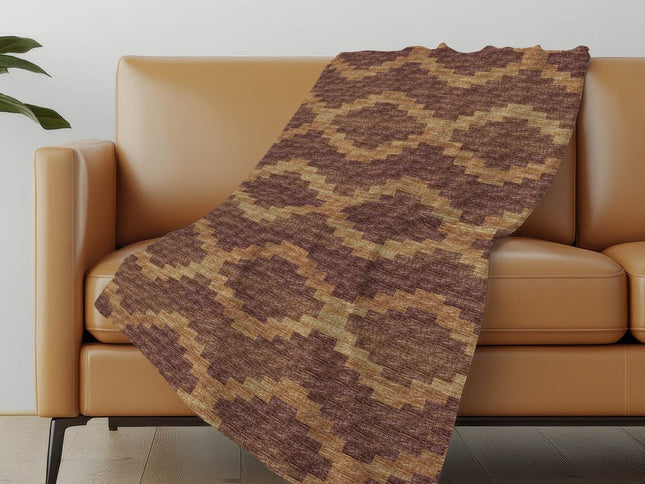 50" X 70" Rust And Gold Geometric Polyester Woven Plush Throw Blanket
