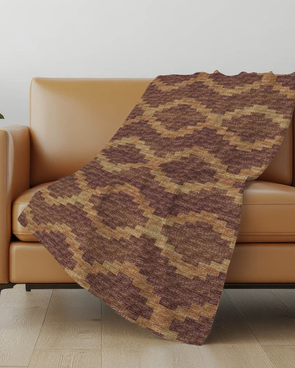 50" X 70" Rust And Gold Geometric Polyester Woven Plush Throw Blanket