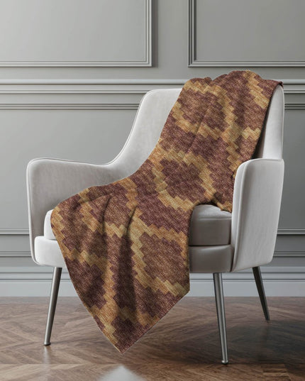 50" X 70" Rust And Gold Geometric Polyester Woven Plush Throw Blanket