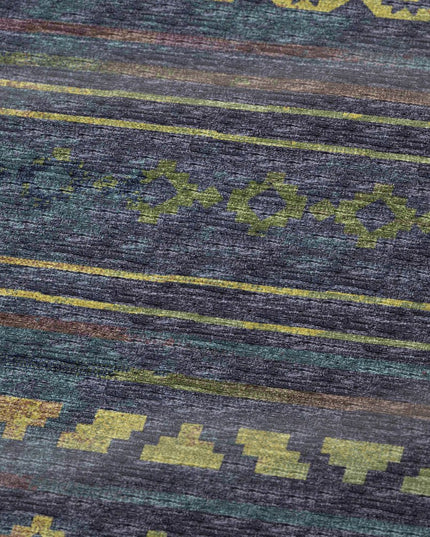 50" X 70" Blue Gold And Green Geometric Polyester Woven Plush Throw Blanket