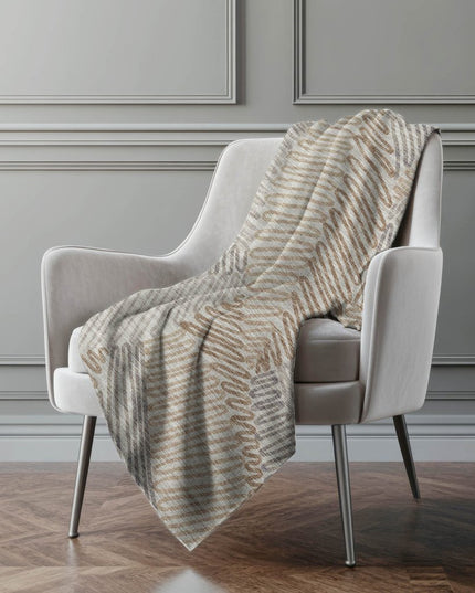 50" X 70" Coffee And Gray Abstract Polyester Woven Plush Throw Blanket