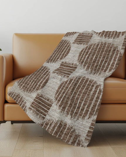 50" X 70" Brown And Beige Geometric Polyester Woven Plush Throw Blanket