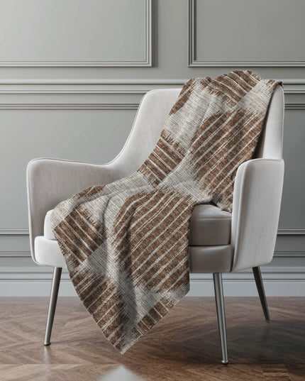50" X 70" Brown And Beige Geometric Polyester Woven Plush Throw Blanket