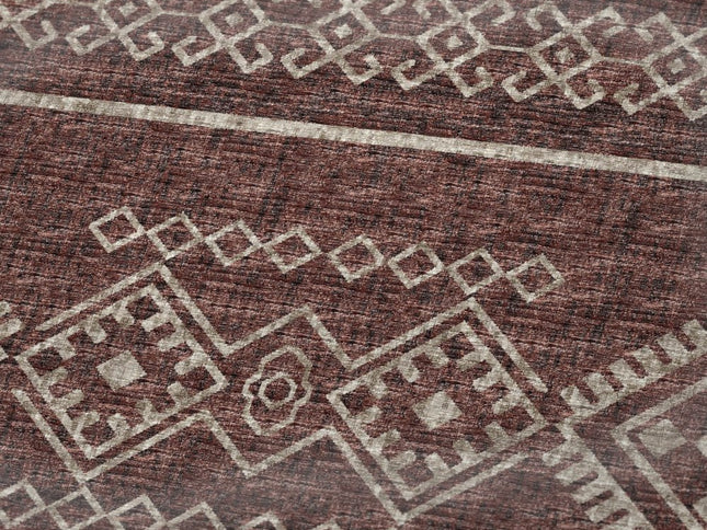 50" X 70" Rust And Ivory Geometric Polyester Woven Plush Throw Blanket