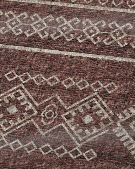 50" X 70" Rust And Ivory Geometric Polyester Woven Plush Throw Blanket