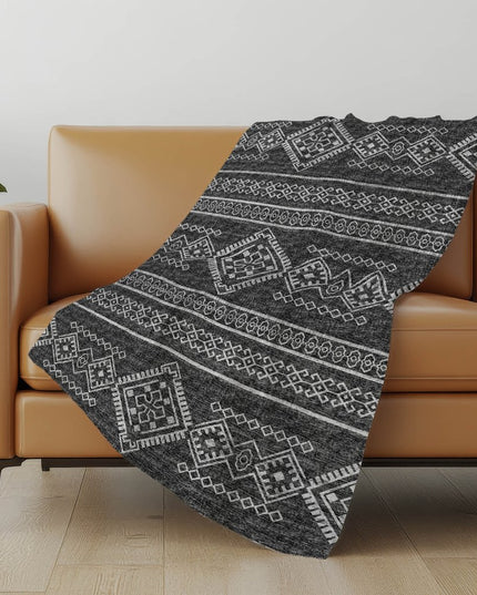 50" X 70" Gray And Charcoal Geometric Polyester Woven Plush Throw Blanket