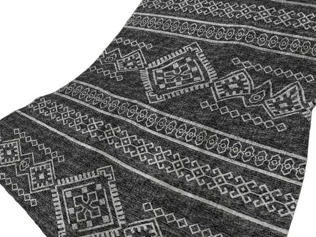 50" X 70" Gray And Charcoal Geometric Polyester Woven Plush Throw Blanket