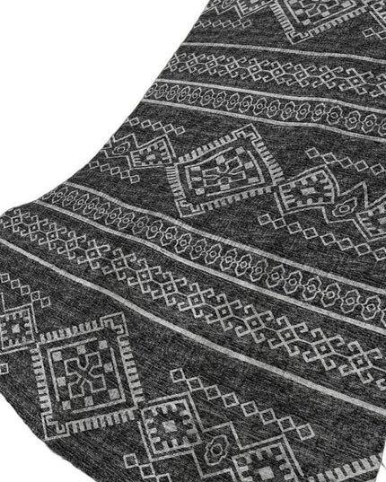 50" X 70" Gray And Charcoal Geometric Polyester Woven Plush Throw Blanket