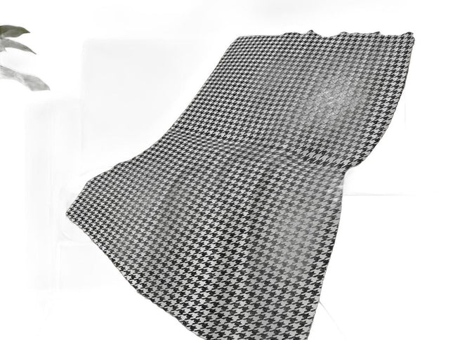 50" X 70" Black And White Houndstooth Polyester Woven Plush Throw Blanket