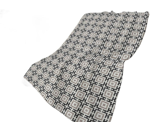 50" X 70" Black And Ivory Geometric Polyester Woven Plush Throw Blanket