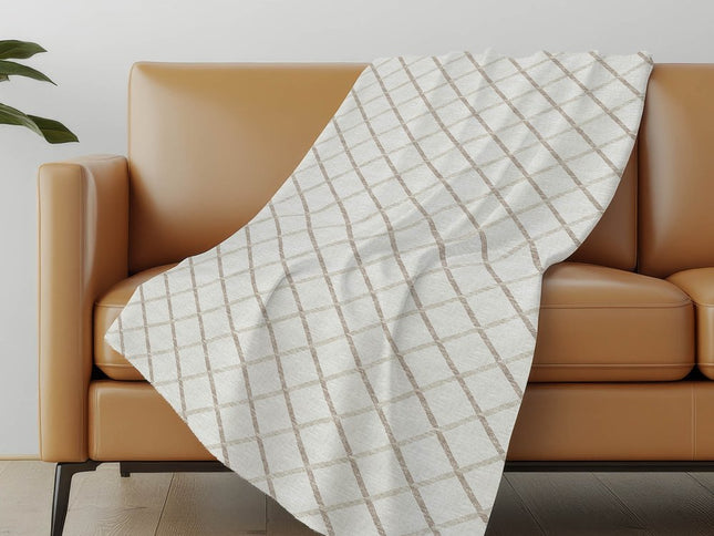 50" X 70" Ivory And Taupe Geometric Polyester Woven Plush Throw Blanket