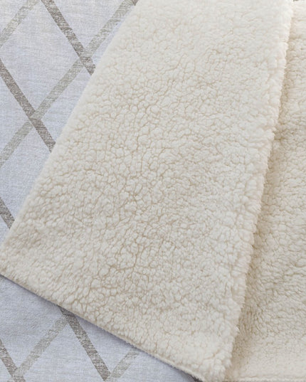 50" X 70" Ivory And Taupe Geometric Polyester Woven Plush Throw Blanket