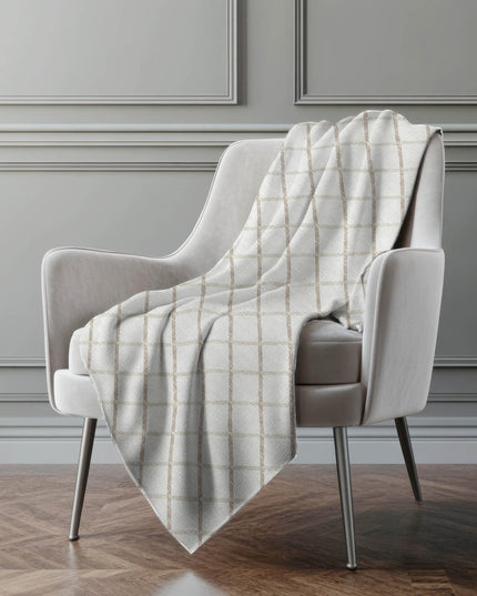 50" X 70" Ivory And Taupe Geometric Polyester Woven Plush Throw Blanket