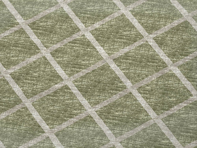 50" X 70" Artichoke Green And Beige Geometric Polyester Woven Plush Throw Blanket