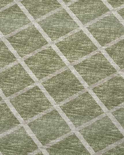 50" X 70" Artichoke Green And Beige Geometric Polyester Woven Plush Throw Blanket