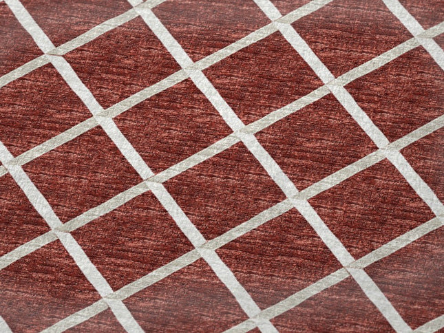 50" X 70" Red And Ivory Geometric Polyester Woven Plush Throw Blanket