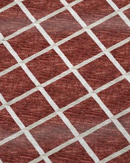 50" X 70" Red And Ivory Geometric Polyester Woven Plush Throw Blanket